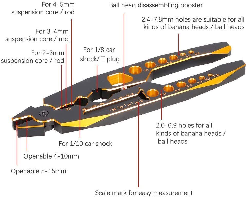 NHX RC Multi-Function Shock Shaft Rod Ball Clamp Plier Tool