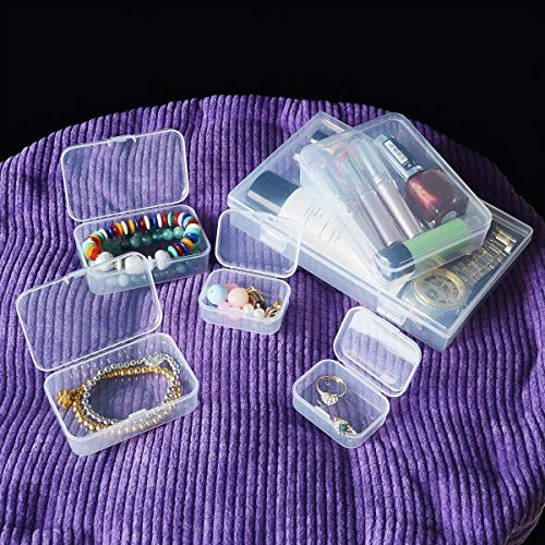 24-Piece Clear Plastic Storage Box Set - Mini Rectangular Organizer with Hinged