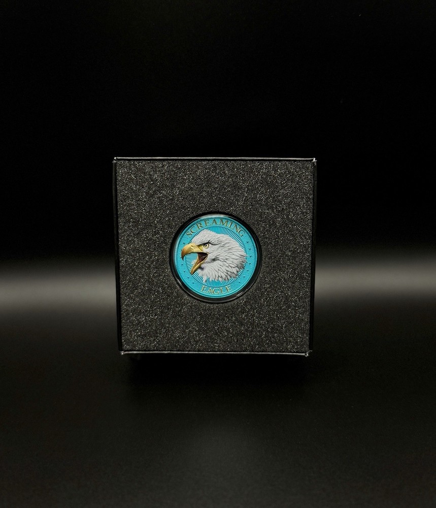 Intaglio SCREAMING EAGLE Colorized Battle Cry Edition- Space Blue 1 oz Silver
