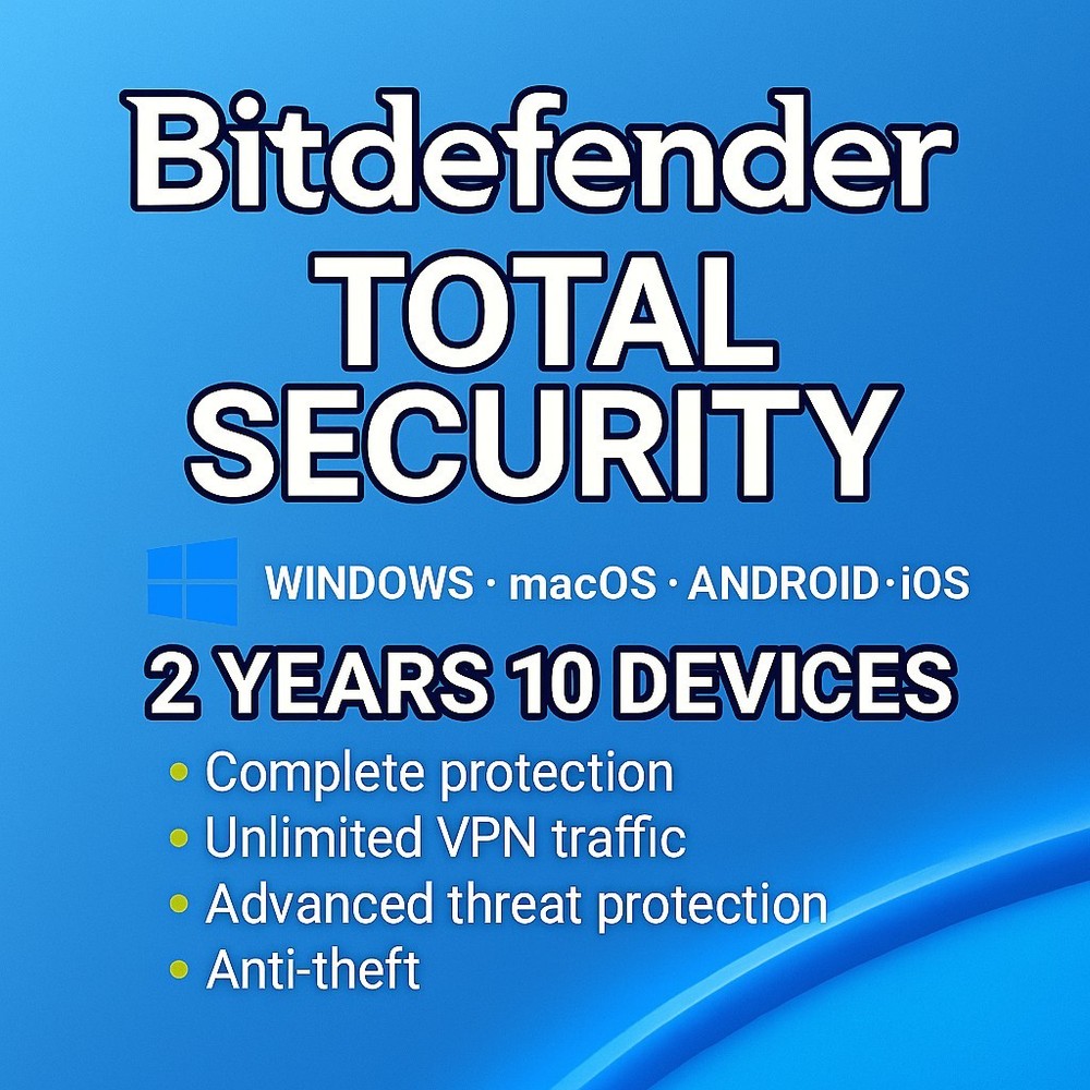 Bitdefender Total Security - 2 Years 10 Devices (Windows, MAC, Android)