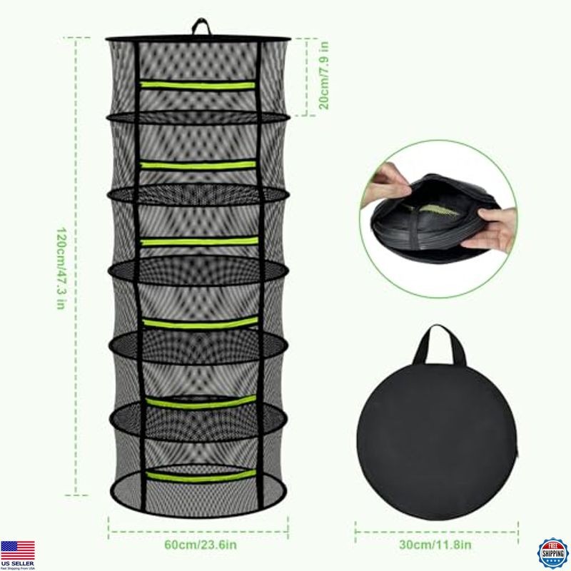 6-Layer Herb Drying Rack with Mesh, Green Zipper & Pruning Shears - Versatile
