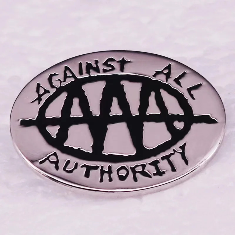 EXTREMELY RARE AMERICAN PUNK BAND "AGAINST ALL AUTHORITY" LAPEL PIN...