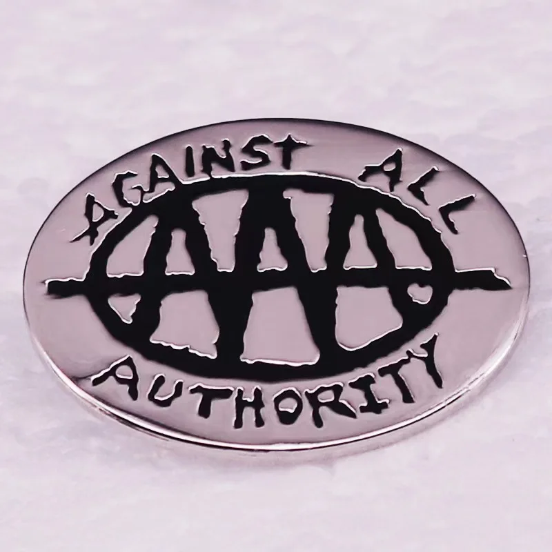 EXTREMELY RARE AMERICAN PUNK BAND "AGAINST ALL AUTHORITY" LAPEL PIN...