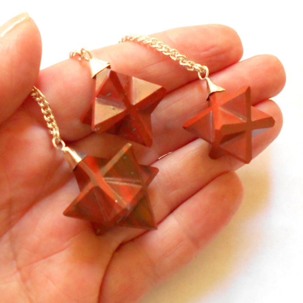 Red Jasper Merkaba Gemstone Pendulum for Divination and Dowsing