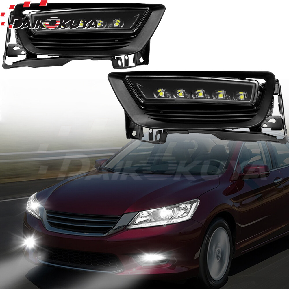 For 2013 2014 2015 Honda Accord 4DR Sedan LED Fog Lights Clear Lens Bumper Lamps