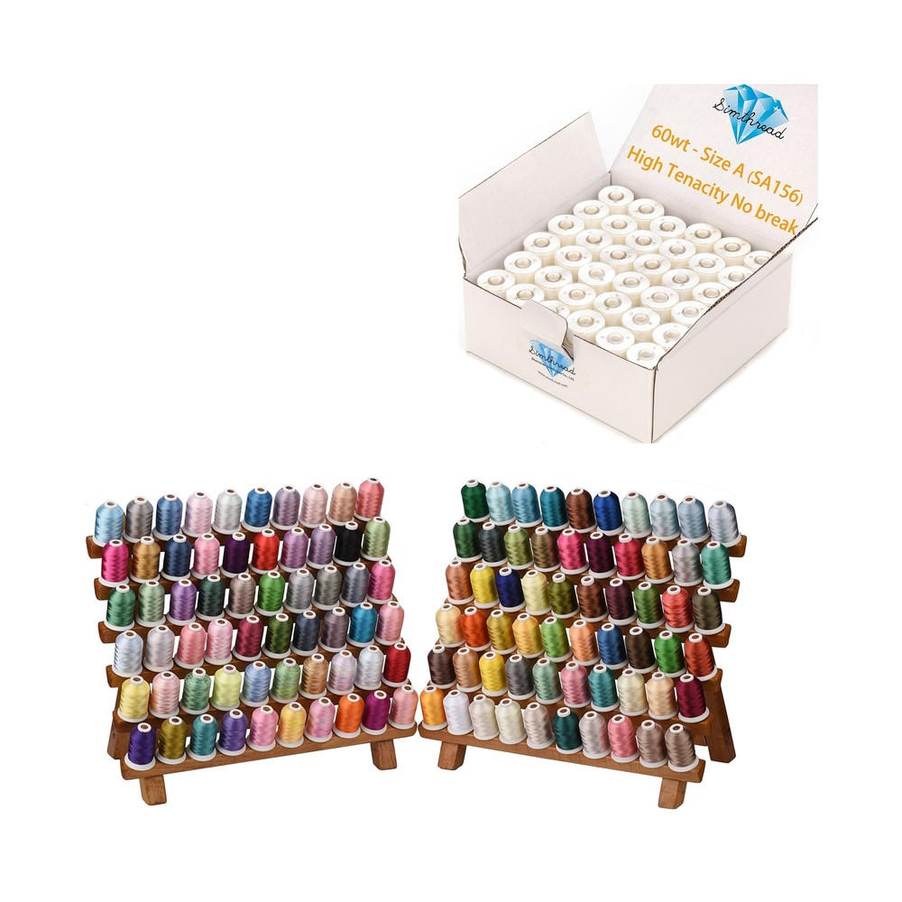 Simthread Value Pack Bundle Add-ons | Madeira 120 Colors Kit & 144pcs White P...