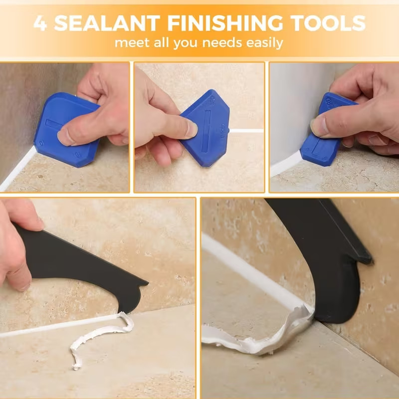 3 in 1 Silicone Caulking Tools（Stainless Steelhead),9pack, Caulk 9pcs