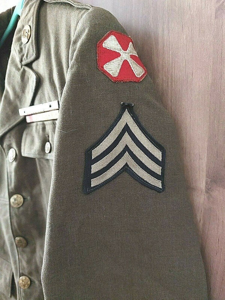 US ARMY WW2 OFFICER COAT JACKET MEDAL UNIFORM BADGE PATCH RIBBON USA VICTORY