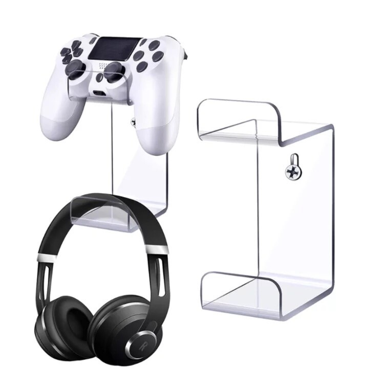 Game Controller + Headset Hanger Stand | Acrylic Wall Mount PC Xbox PS5 Switch
