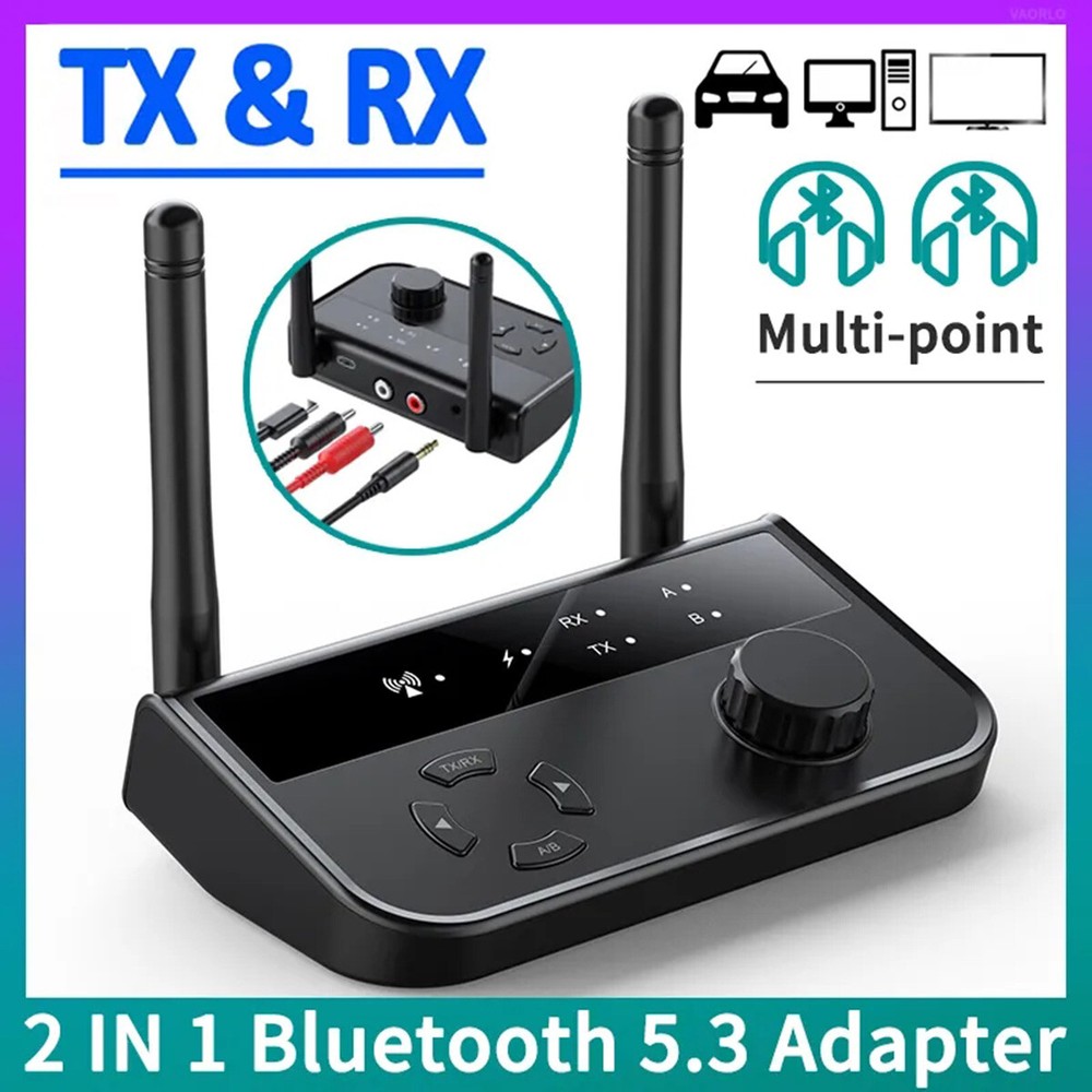 Long Range Bluetooth5.3 Transmitter Receiver Stereo Audio Adapter For Home PC TV