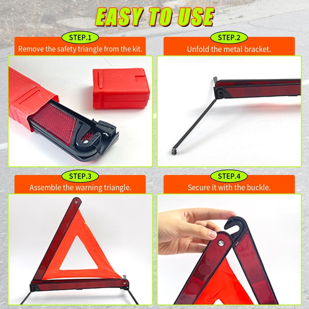 FLKQC Warning Triangles Safety Triangle Emergency Kit Foldable Reflective...
