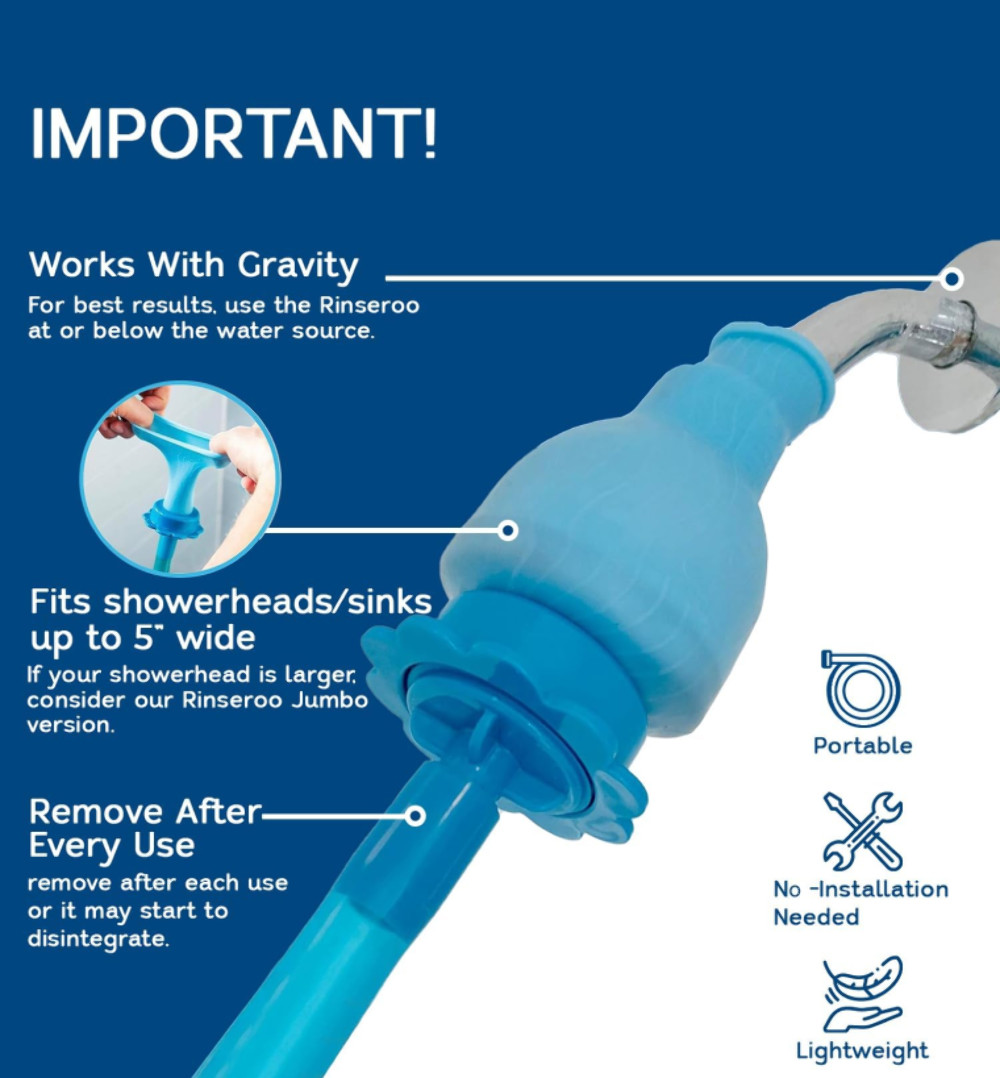 Rinseroo: Slip-on, Handheld Showerhead Attachment Hose for Sink and Shower.