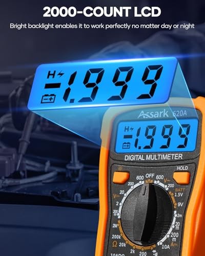 Digital Multimeter Voltage Tester, 2000 Counts Multimeter Measure AC DC Orange