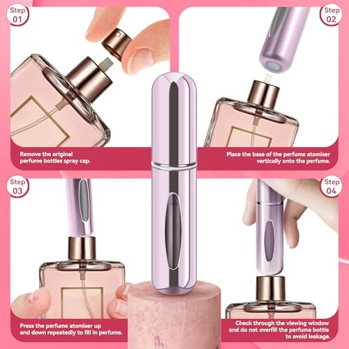 Refillable Perfume Portable Atomizer Bottle Silver, Pink, Gold, Black