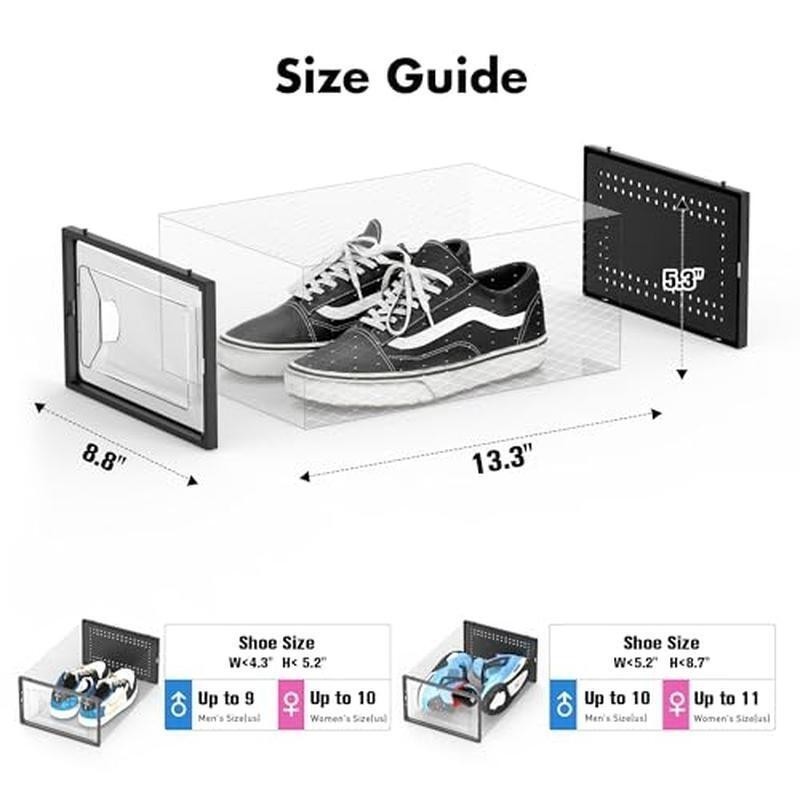 15 Pack Shoe Storage Boxes Clear Stackable Interlocking Organizer Closet New