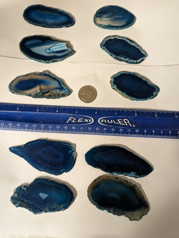 10 large thin agate slices per lot green / blue