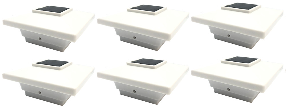 Relightable Solar Post Cap Deck Light 4x4 White Low Profile 4LED (6 Pack) PL251