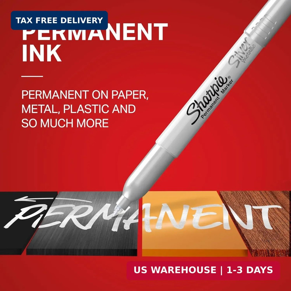 Sharpie Metallic Permanent Markers, Fine 2 Count Silver, 2 Silver