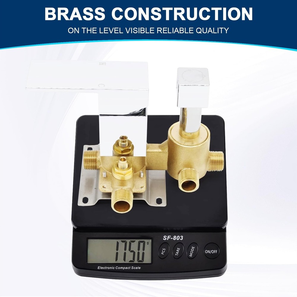 Drettyer Brushed Nickel Solid Brass 3 Way Outlet Function Shower Diverter Val...