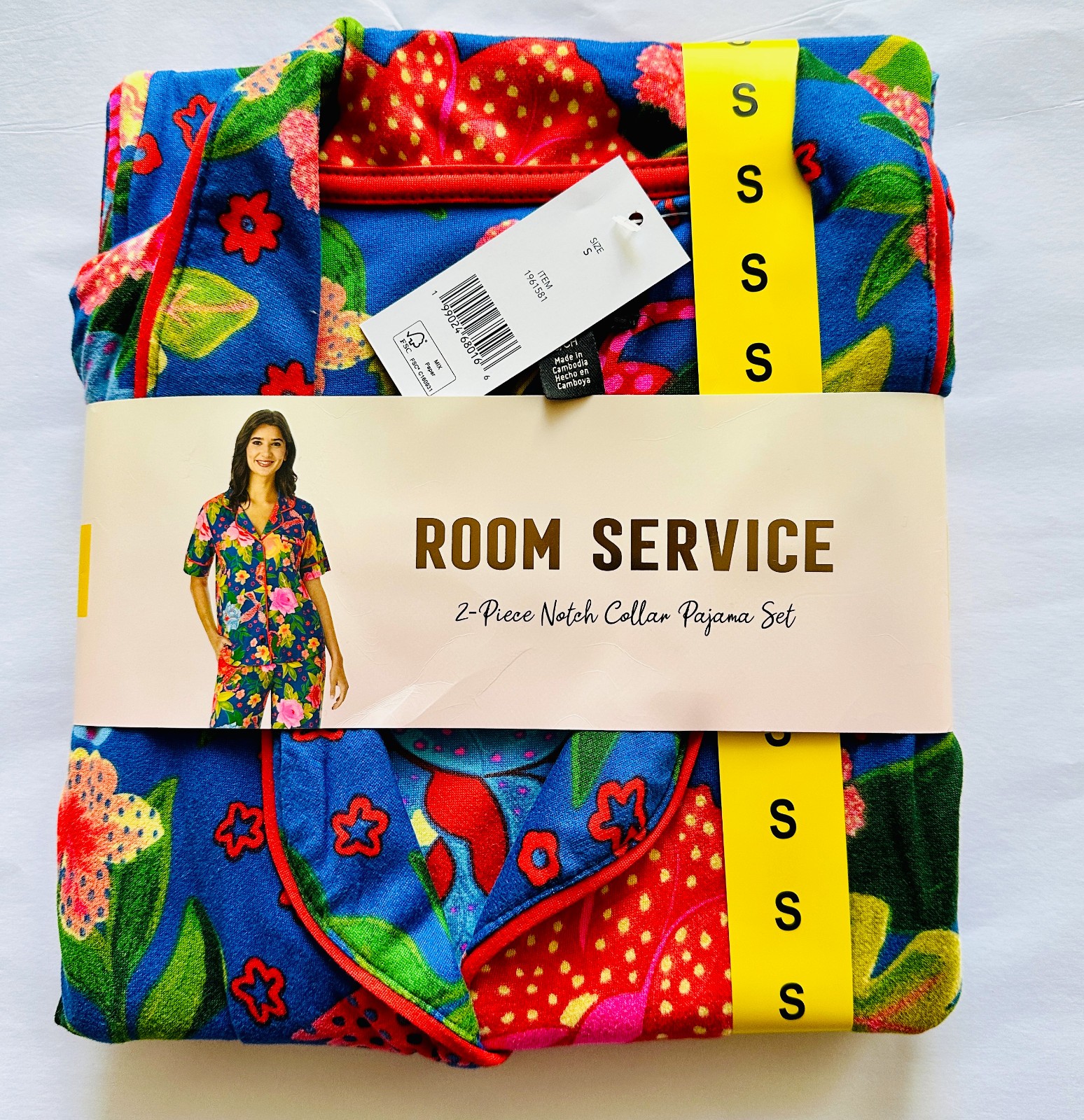 Room Service Women's Notch Collar Pajama Set, Size-S