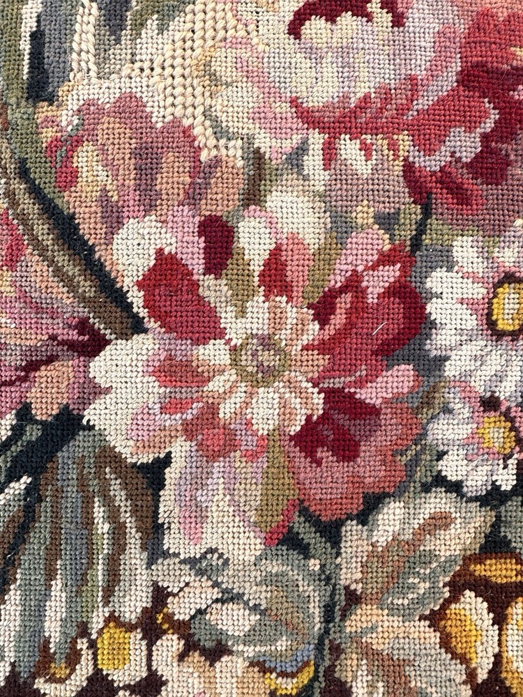Antique Stool with Needlepoint Floral