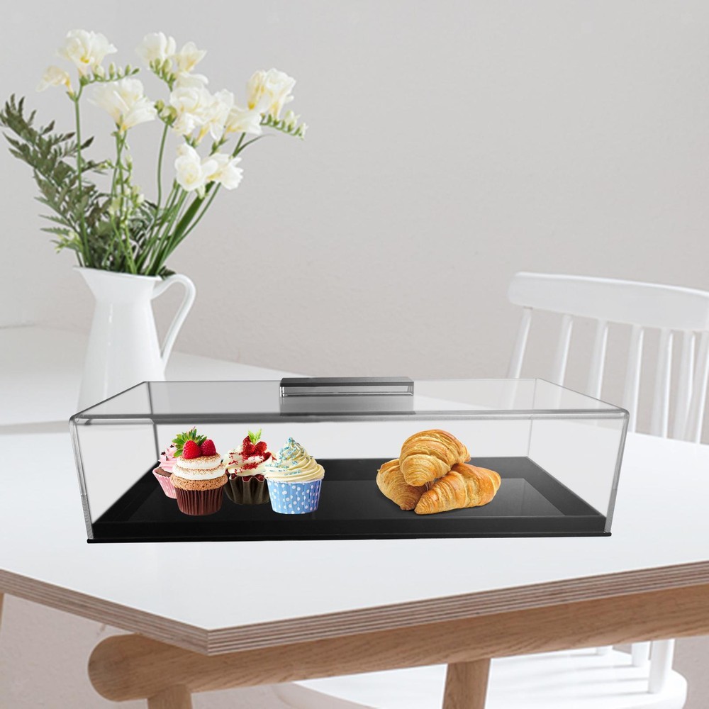 Clear Bread Box Dessert Display Plate Rectangular Bread Storage Container for