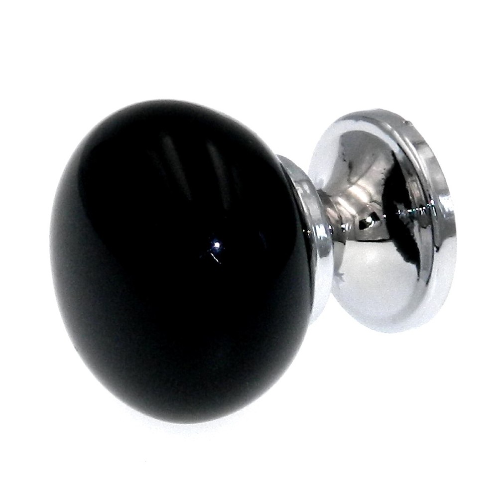 12 Pack Liberty Black Ceramic 1 1/8" Knobs with Polished Chrome P37371C-PC