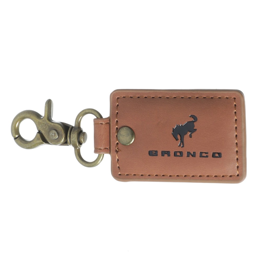 Ford Bronco Leather Keychain Bronze