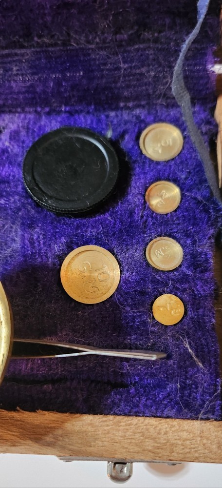 vintage scale in wooden box