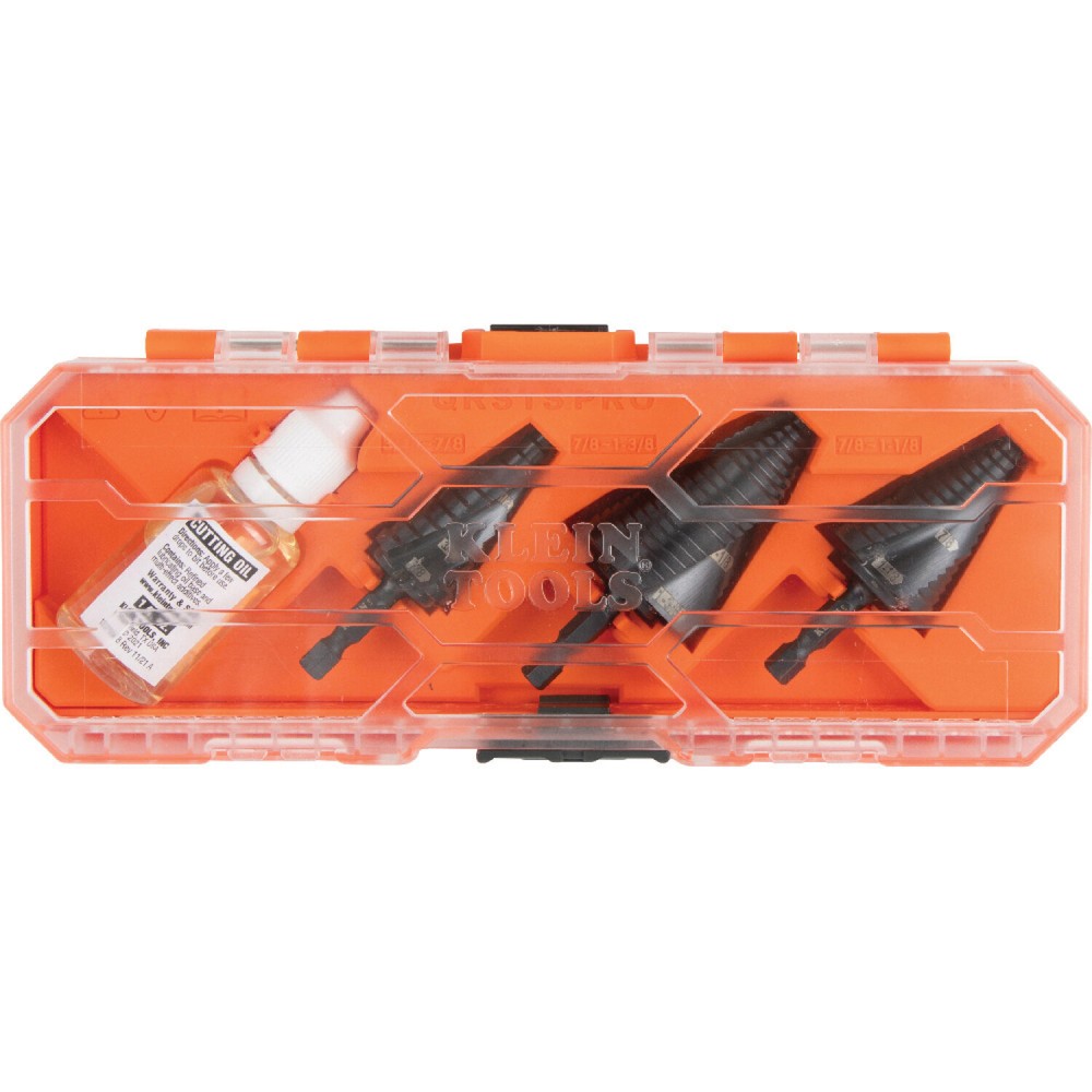 Klein Tools QRSTSPRO Premium Electrician's Quick Release Step Bit Set, 3 Piece