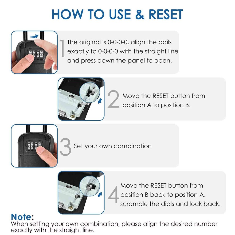 Key Lock Box, Wall Mount 4 Digits Combination Lockbox, Waterproof Black