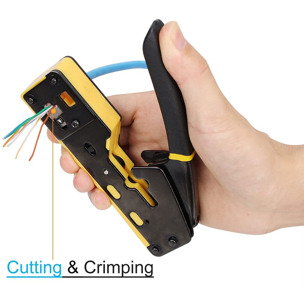 Crimp Tool Pass Through Crimper Cutter Modular Connector All-in-one Wire Tool