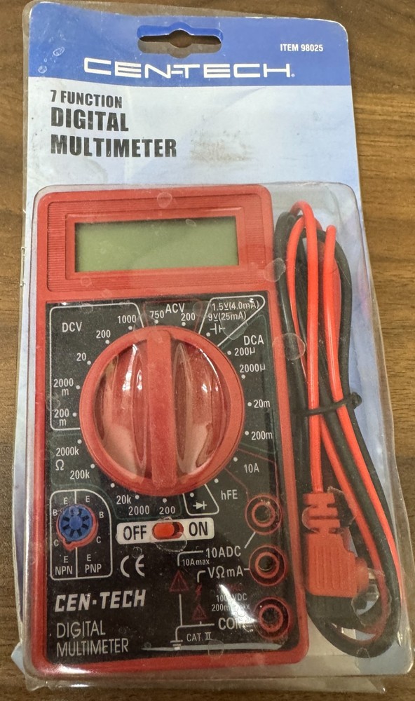 Cen-Tech 98025 7 Function Digital Multi Meter Electronic Volt Tester Electronic