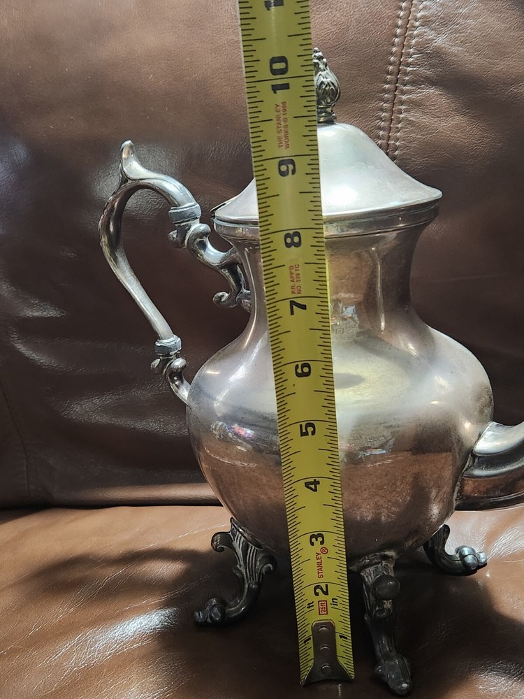 Vintage Silverplate On Copper Hallmarked Lidded Tea Coffee Pot Kettle 10.5" Tall