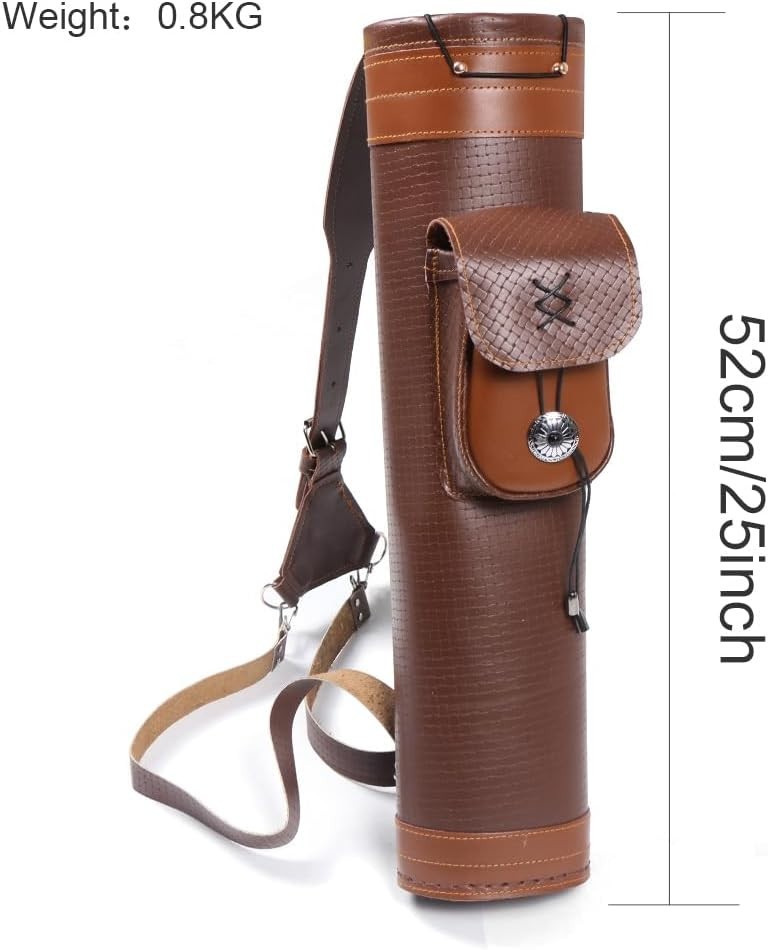 Handmade Leather Shoulder Back Holder w/ Large Pouch Adjustable Straps Brown