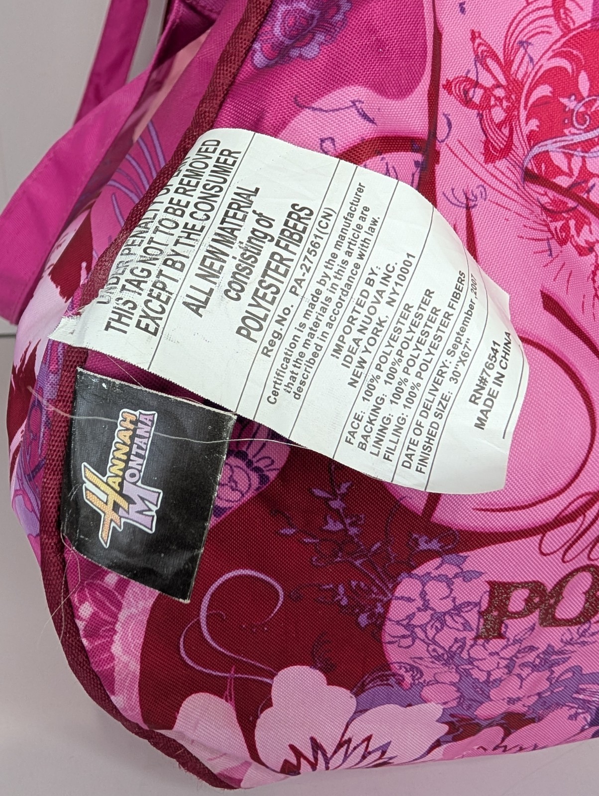 Rare Pink Disney Hannah Montana Slumber Tote (Sleeping Bag 30”x 67” & Tote Bag)