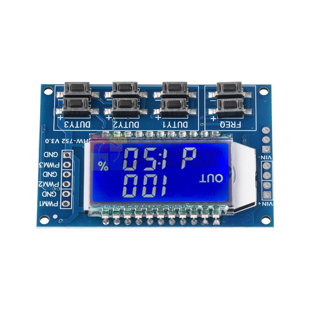 PWM Pulse Wave Frequency Duty Cycle Adjustable Module 3-Channel Signal Generator
