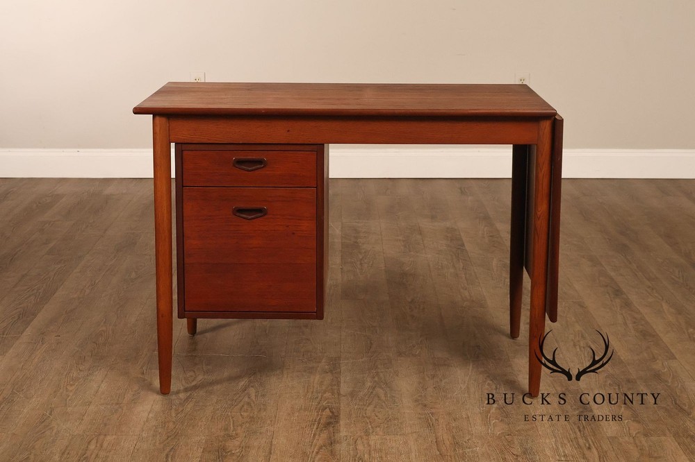 Arne Vodder Attributed Danish Modern Teak Drop Leaf Desk