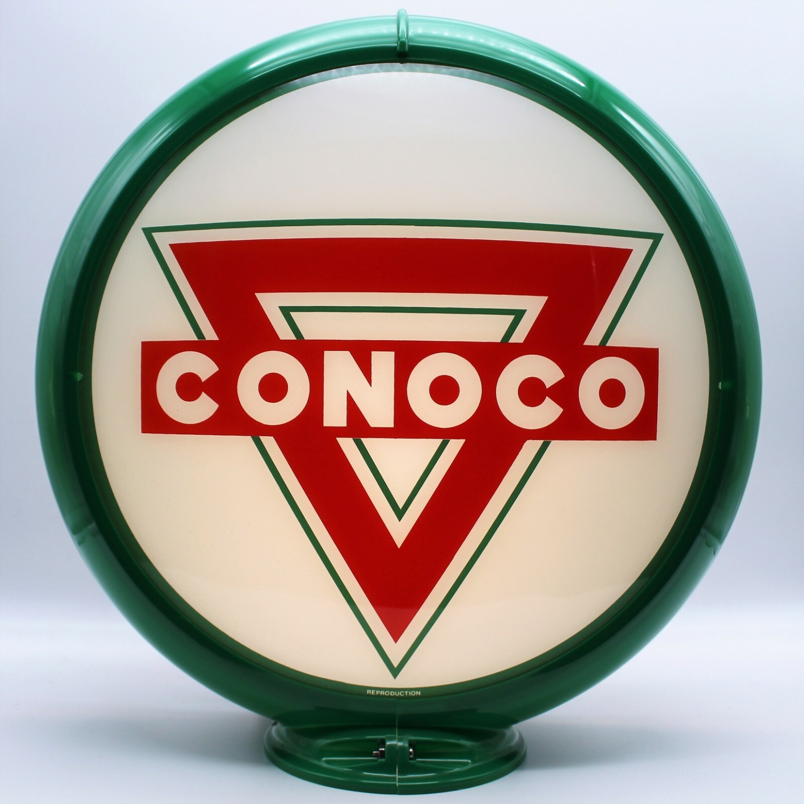 CONOCO TRIANGLE 13.5" Gas Pump Globe SHIPS ASSEMBLED - READY FOR YOUR PUMP!!
