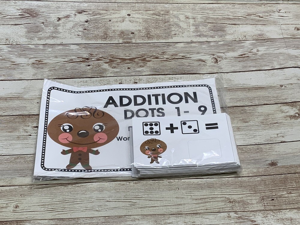 Gingerbread Boy - Themed Learning Centers - Addition Dots 0-9 Laminated