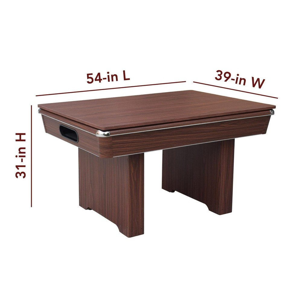 Bumper Pool Table with Walnut Finish and Red Felt - Includes Reversible Tabletop