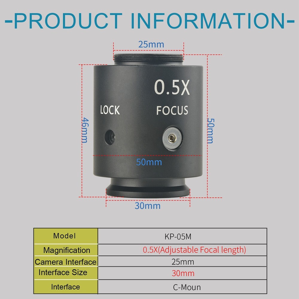 0.5X Microscope Interface Adjustable Focal Length 30mm Microscope Interface