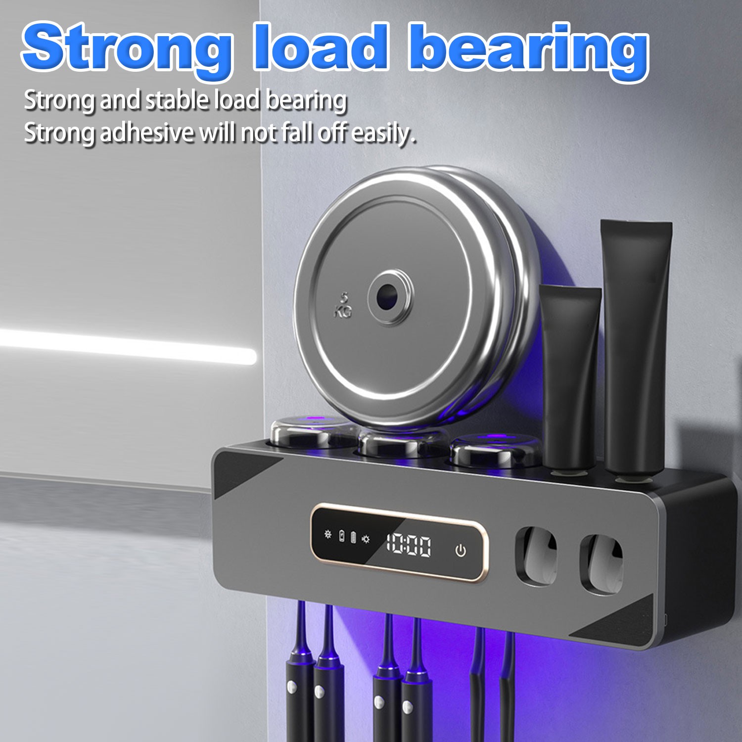 UV Light Sterilizer Toothbrush Holder Cleaner & Automatic Toothpaste Dispenser