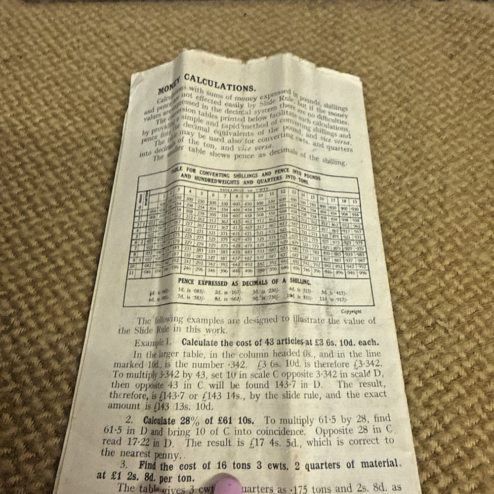 Vintage Unique Log-Log Slide Rule Brighton Boxed British Engineering Calculator