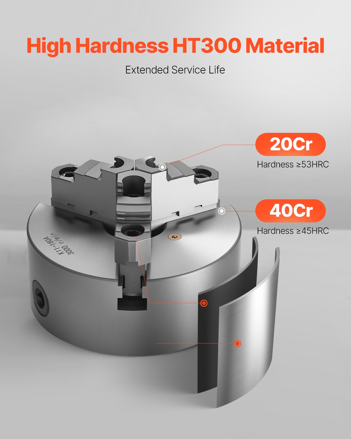 VEVOR 6 Inch 3-Jaw Self-Centering Lathe Chuck with 1 1/2 in-8 Threaded Backing