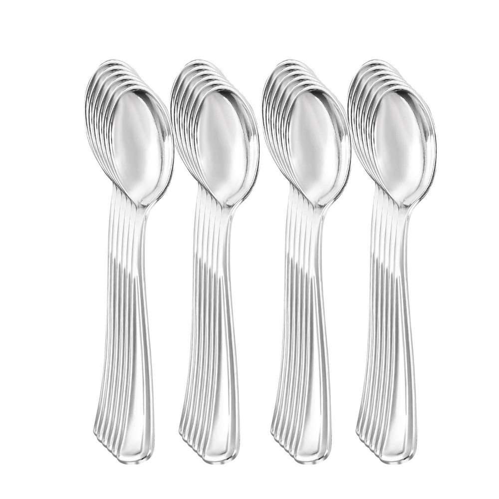Silver Plastic Spoons: 18 Pack