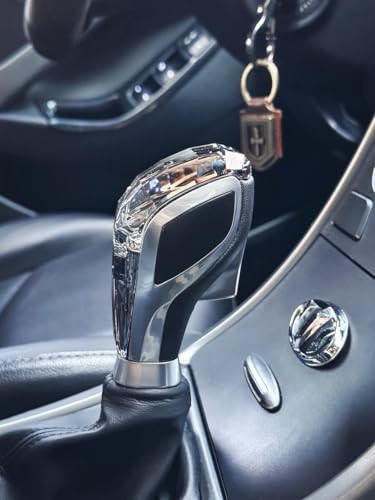 Crystalautomotive-Gear-Shift-knobs, Black and Silver, Push Button Operation,