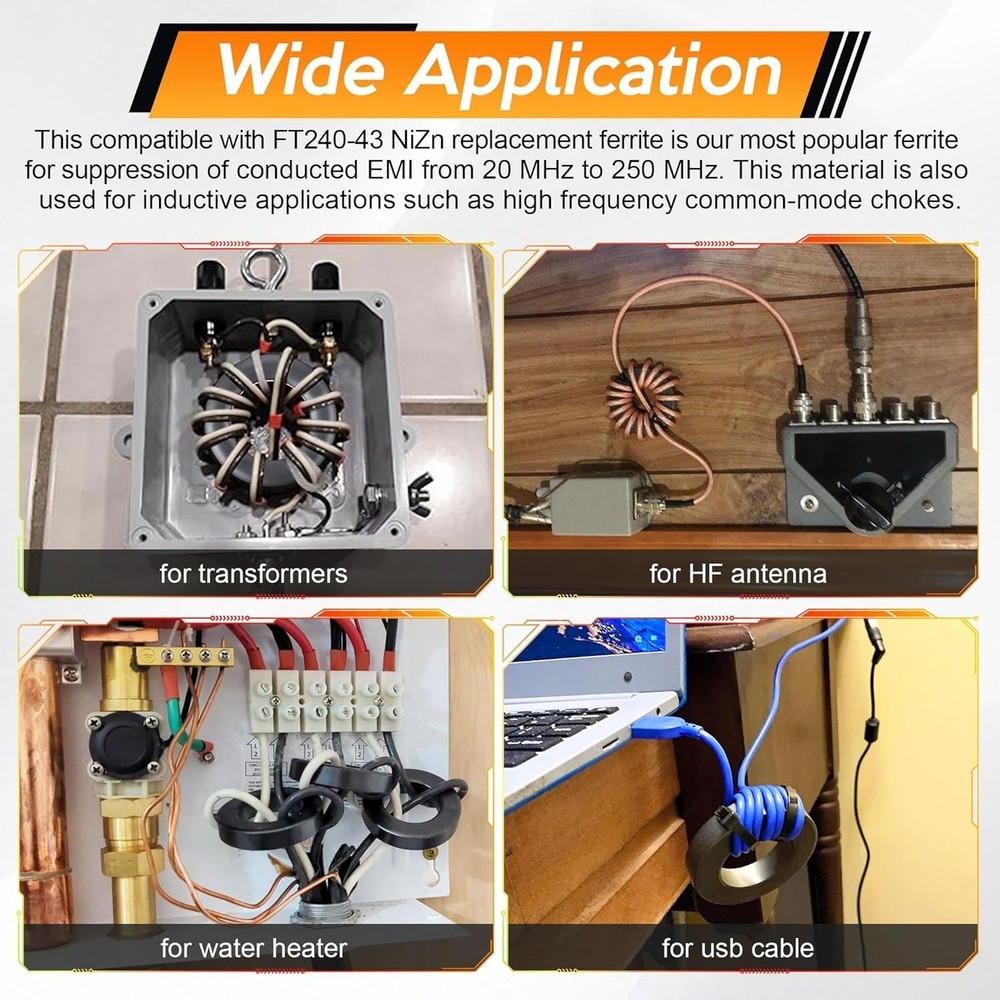 2 Pack Toroid Ferrite Core Compatible with FT240-43 Ferrite Ring