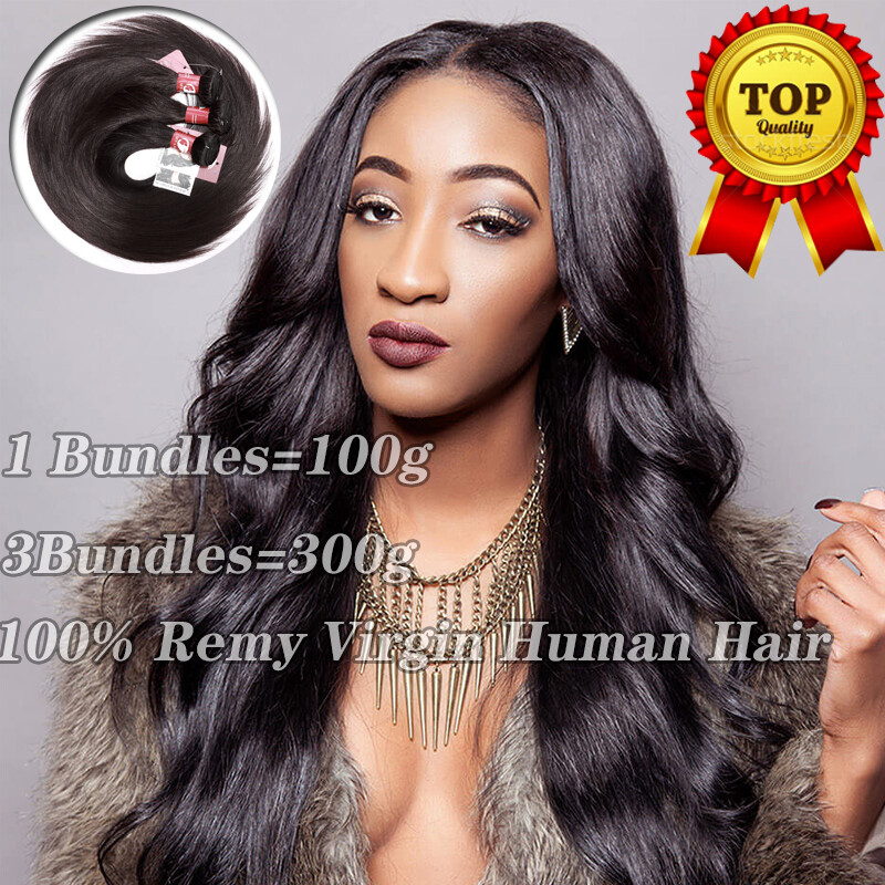 3Bundles/300G Brazilian Virgin Human Hair Extensions Weave Wefts Straight Wavy A