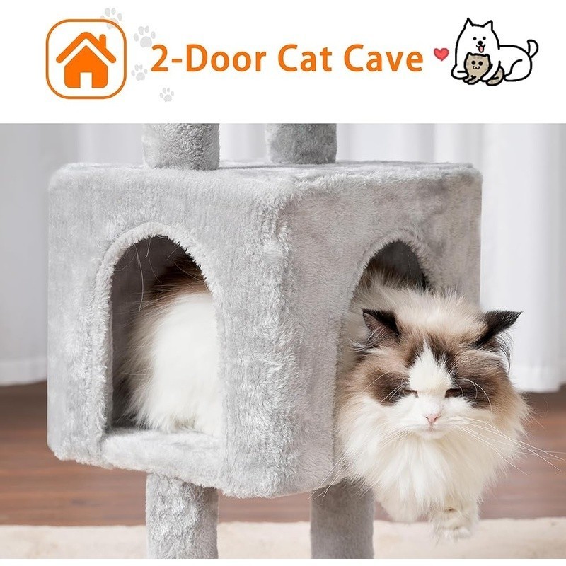 Multi-Level Cat Tree W/ Scratching Posts & Hanging Baskets Indoor Condo Tower US